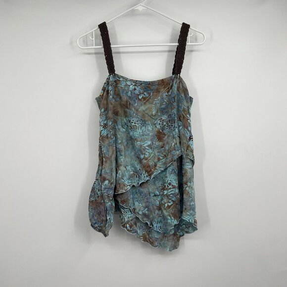 SANTIKI Embellished Boho Crochet Spaghetti Strap Top Blouse XL Fairy Goblincore - Picture 6 of 11